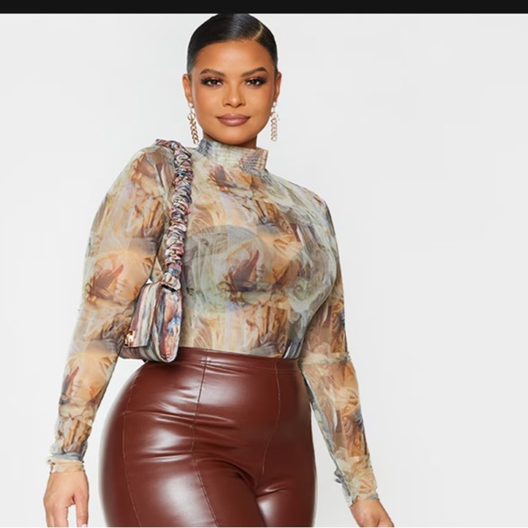 PrettyLittleThing Multicolor Sheer Blouse - Picture 1 of 1
